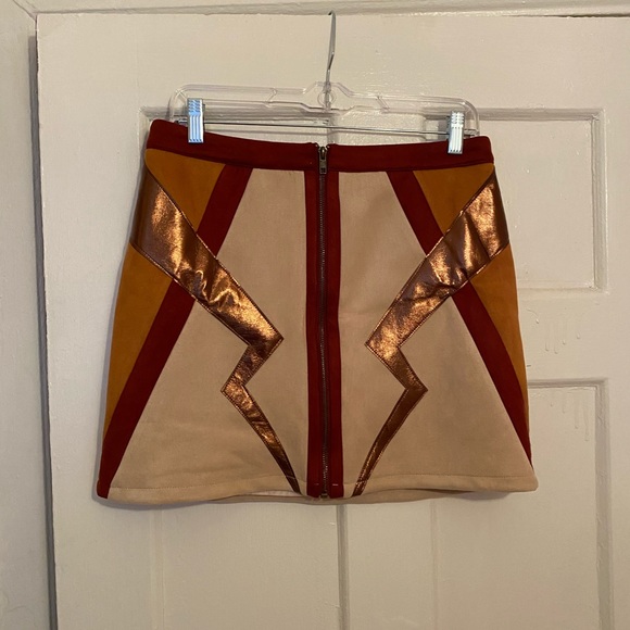 Wild Honey Dresses & Skirts - Wild Honey Gold Lightning Bolt Velvet Skirt